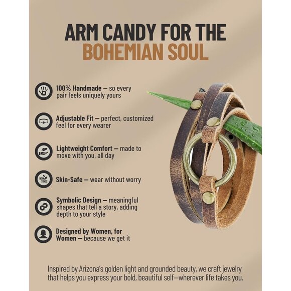 Unique 5-Wrap Leather Bracelet - Adjustable Bohemian Jewelry for Every Occasion - Picture 4 of 9